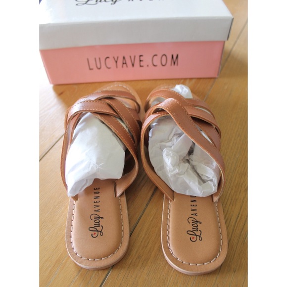 NIB Lucy Avenue Strappy Marley Brown Vegan Leather Backless Sandals Size… - Picture 8 of 12